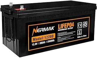 12V 200Ah Lithium LiFePO4 Deep Cycle Battery, 4000+ Cycles Lithium Iron Phosphate Rechargeable Battery for Solar, RV, Marine, Home Energy Storage, Off-Grid Applications Built-in 200A BMS