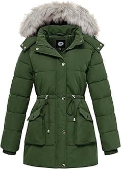 Women's Winter Hooded Coat Waterproof Down Long Jacket Warm Parka Thicken Puffer Coat with Removable Fur Hood