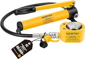 NEWTRY 10T Low Profile Hydraulic Jack Porta Power Kit + CP-180 Manual Hydraulic Hand Pump, Industrial Mini Hydraulic Cylinder, Stroke 0.4”