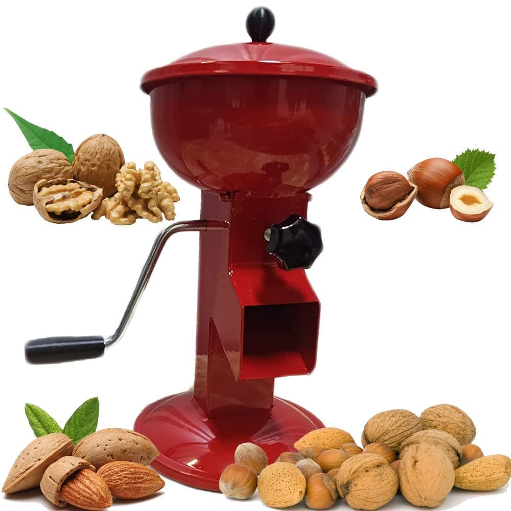 Hand Crank Walnut Cracker - Compact and Adjustable Nutcracker For Nuts - Easy to Use Walnut Cracking Machine - All Steel Nut Crackers for Walnuts (Red)