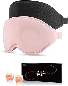 Eye Mask, 2 Pack Super Soft 3D Eye Masks-100% Blackout Comfortable Eye Mask for Sleeping with Adjustable Straps-Our Aosun Sleep Eye Masks Suitable for Travel and Meditation