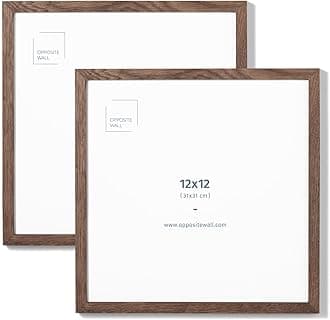Opposite Wall - 12x12 in - Dark Solid Oak Wood Picture Frame - Lightweight, Versatile & Shatterproof - Wall Hanging Poster or Photo Frame - Wall Decor for Office, Gallery & Home - 2 Pack