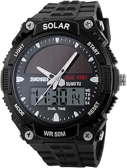 SKMEI Men's Military Digital Sports Watch Ultra-Thin Waterproof Wrist Watches for Men with Stopwatch Countdown Timer Alarm Function Dual Time LED Back Light