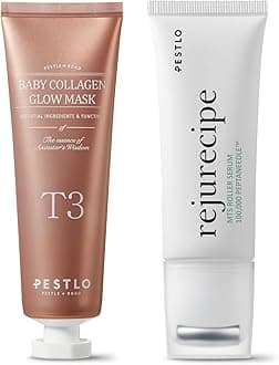 PESTLO Elasticity Boost Skincare Set | Baby Collagen Glow Mask & Rejurecipe Spicule Roller Serum | Hydrate, Firm, Reduce Wrinkles | Patented Reallagen & Gua Sha Serum