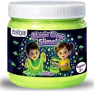 HOTKEI (200gm) Glow in The Dark Slime for Kids DIY Toy Slimy Glowing Slime Gel Jelly Putty Art Toys Birthday Gift Box for Boys Girls 3 to 10 Years