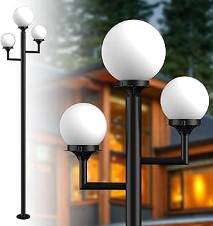 Lightdot 79" Modern Stable Post Lights Outdoor 3-Heads Street Pole Lights IP65 Waterproof Heavy-Duty Aluminum Lamp Posts Outdoor Lighting with 3Pcs 3000K LED Bulbs for Driveway/Garden/Yard