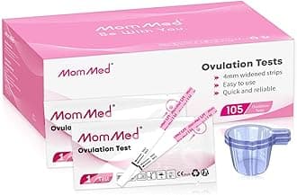 MomMed Ovulation Test Strips, 105 LH Ovulation Predictor Kit with 105 Collection Cups, Accurately Track Ovulation Test, High Sensitivity Result for Women Home Testing