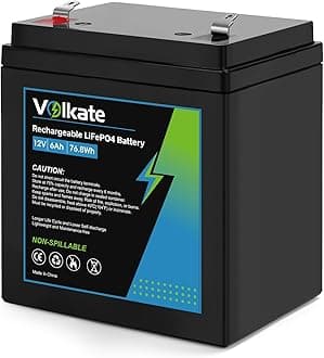 12V 6Ah Rechargeable Battery, 12 Volt Deep Cycle LiFePO4 Lithium Battery 1 Pack, for Liftmaster 485LM/ 8500W/ DJW12-4.5 or Chamberlain 41A6357-1/ B970 Garage Door Opener (F1 Terminals)