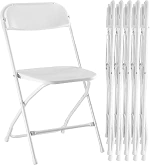 Sweetcrispy Folding Chair 6 Pack, Plastic Foldable Chairs with 330-Pound Capacity, Sturdy Metal Portable Chair, Easy to Use and Store, Outdoor and Indoor, for Home, Office, Party, Comfy, White