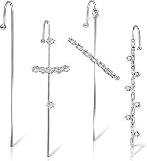 Hook Earrings for Women Helix Ear Clawer Pin Wrap Cuff Earrings Pierced Rhinestone Lightning Bolt Piercing Jewelry Gifts