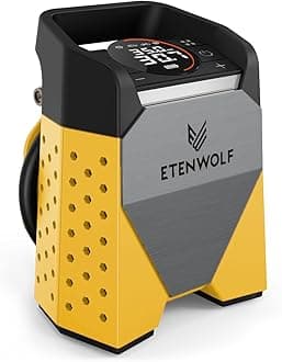 ETENWOLF Zephyr S3 Tire Inflator Portable Air Compressor with 7800mAh Battery and 100% Duty Cycle, Air Pump for Cars, SUVs, Bikes, Balls (Shallow Yellow)