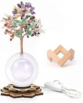 Crystal Tree of Life Gemstone Tree Decor, 7 Chakra Healing Tree with Multicolor Night Light for Meditation, Positive Energy, Home Decor, Office, Desk Decor, Spiritual Gift for Women Men