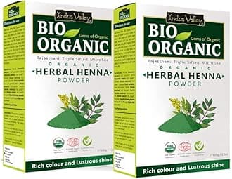Indus Valley Bio Organic Herbal Henna Powder Rich Colour and Lustrous Shine for Hair Chemical-Free for Hair Health (100 g x Pack of 2)