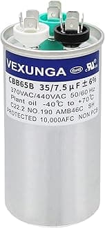 35/7.5 uF 35+7.5 MFD 370V or 440V Dual Run Start Round A/C Capacitor CBB65 CBB65B Air Conditioner Capacitors for AC Unit Fan Motor Start or Heat Pump or Condenser Straight Cool