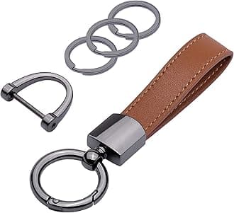 Genuine Leather Car Keychain, Universal Heavy Duty Key Fob Keychain Leather Key Chain Holder for Men and Women