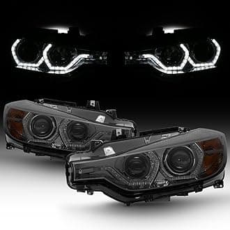 AKKON - For BMW F30 3-Series 4 Doors Sedan Smoked Lens Factory Halogen Type Dual U-Halo Ring LED Projector Headlights