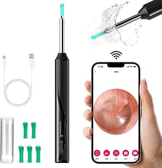 Aoriko Ear Wax Removal Tool, BK Ear Cleaner with Camera,Earwax Removal Kit with Light,Wireless Ear Scope for iOS&Android,Insects & Plant Microscopes,Visual Earwax Removal Kits (Black)