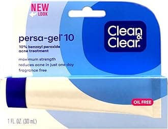 Clean & Clear Persa-Gel 10 Acne Medication Spot Treatment with Maximum Strength 10% Benzoyl Peroxide, Pimple Cream & Acne Gel Medicine for Face Acne with Benzoyl Peroxide Medication, 1 oz