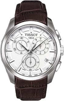T0356171603100 Men's Couturier Silver Stainless Steel Chronograph Watch With Brown Leather Band