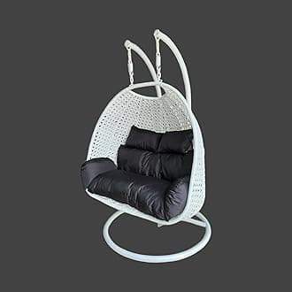 Happy Star Outdoor Furniture Double Seater Swing With Stand (White With White Cushion) (White/Black)