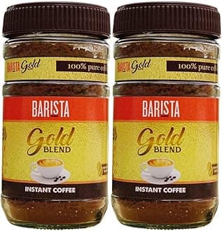 Barista Coffee, Instant Coffee, Coffee Powder, Gold Blend Instant Coffee Powder, Rich & Smooth Coffee Powder, Make Hot Coffee or Cold Coffee, 2 x 50g Glass jar, Pack of 2