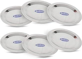 Sharda Metals Stainless Steel Set of 6 Heavy Gauge Ciba Lids, Multipurpose Round Ciba Covers for Cups, Tumblers, Glasses, Bowl and Coasters for Hot and Cold Drinks, BPA-Free, Food Grade, 5.1 Inch
