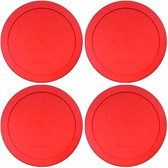 Wood GripLids for Pyrex and Anchor Round Glass Containers - Lids For Pyrex Glass Containers - Replacement Lids (Red, 4 Cups, 4 Pack)