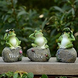 3 Pack Frog Garden Statues - Animal Sculptures Resin Ornaments for Outdoor Decoration - Figurines for Patio, Lawn, Yard Décor