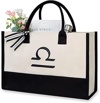 TOPDesign Personalized Initial Canvas Beach Bag, Monogrammed Gift Tote Bag for Women