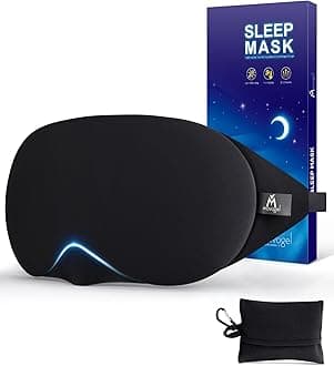 Mavogel Cotton Sleep Eye Mask - Updated Design Light Blocking with Adjustable Nose Bridge, Soft and Comfortable Night Eye Mask for Men Women, Eye Blinder for Shift Work, Includes Travel Pouch, Black