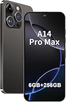 A14 Pro Max Unlocked Android Phone 6GB+256GB Cell Phone 6.8-inch HD Screen Unlocked Phone 6800 mAh Large Battery 24MP+50MP Camera Smartphone 5G Dual SIM (Black)
