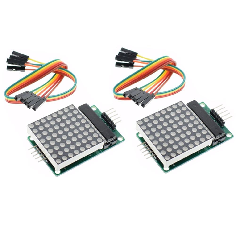 Wangdd22 2PCS MAX7219 Dot Matrix Display Module Single-Chip Control LED Module DIY Kit for Arduino with 5pin Line
