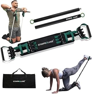 Gymproluxe Portable Gym - Resistance Exercise Band Set - 200LBS Resistance Bands for Men & Women - Multi Gym Fitness Equipment & Pilates Bar for Home Workout
