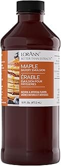 LorAnn Oils Maple Bakery Emulsion: True Essence, Ideal for Boosting Fruit Tones in Cakes, Cookies & Desserts, Gluten-Free, Keto-Friendly, Extract Substitute Essential for Your Kitchen, 16 Oz