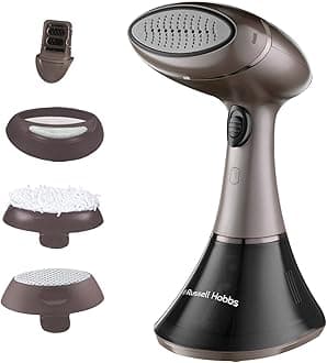 Russell Hobbs Steam Genie Handheld Clothes Steamer, No Ironing Board Needed, Ready to Use in 45s, Power Indicator, Auto-Off, 200ml Removable Water Tank, 3 Attachments, 6m Steam Time, 2000W, 28040