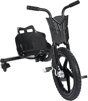 Drift Trike Carbon Fiber Black Drift Tricycle Pedal Drift Trike Drift Kart Adjustable Design Non-slip Rubber Handles Pedal Go Kart Drift Scooter 3 Wheels Bike for Children Aged 6 and Above