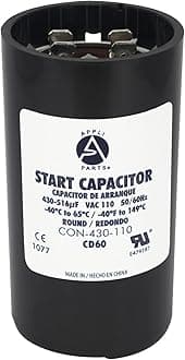 Appli Parts Motor Start Capacitor 430-516 Mfd (microfarads) uF 110-125 VAC Universal fit for Electric Motor Applications 1-3/4 in Wide 3-3/8 in Height CON-430-110