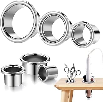 3 Pcs Hair Dryer Holder Insert Salon Hair Station Hot Iron Appliance Tube Stainless Steel Hair Tool Holder Tube and Comb Accessories Salon Station Organizer for Hairdresser Bathroom, 3 Sizes