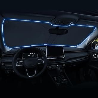 LANTU Windshield Sunshade for 2022 2023 2024 Jeep Compass Accessories Foldable Sun Shield Block UV Rays with Dual-Silver Coating& Nano Ice Crystal Cooling Keeps Car Interior Cool& Protected