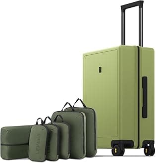 Luminous Luggage, Pickle Green, Carry-On 20 Inch + 6PC