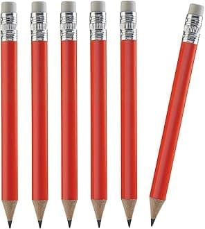 TH Golf 100pcs Golf Pencils, 4 Inch Mini Half Pencils with Eraser Sharpened Wood Mini Round for Schools Wedding Toddlers Home Corporate Multiple Colours (Red)