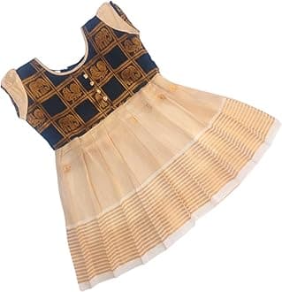 LOTUS ETHNIC Baby Girl's Kerala Tissue Cotton Frock Pattu Pavadai LEHENGA CHOLI Chaniya Choli (0-5 Years)