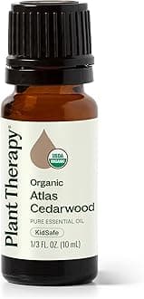 Organic Atlas Cedarwood Essential Oil, 10 mL (1/3 oz), 100% Pure and Undiluted, USDA Certified Organic, for Essential Oil Diffusers and DIY Skincare