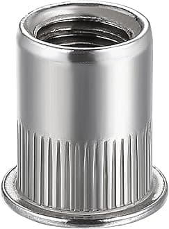 20Pcs Rivet Nut M12 Metric Stainless Steel 304 Finish Flat Head Rivnut Threaded Insert Nut Knurled Body