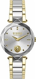Versus Versace Covent Garden Collection Luxury Womens Watch Timepiece with a Two Tone Bracelet Featuring a Two Tone Case and Silver Dial