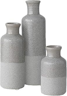 SullivansCeramic Vase Set - 3 Small Vases, Rustic Home Decor, Modern Farmhouses; Ideal Shelf Décor, Table Décor, Bookshelf, Mantle - Two Toned Gray (CM2859)