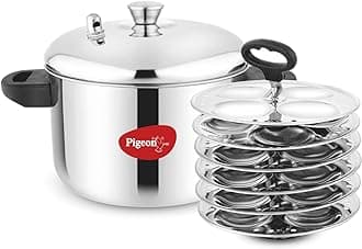 Pigeon Stainless Steel Idly Maker 6 Plates Compatible with Induction and Gas Stove