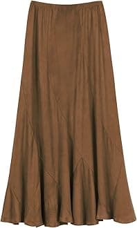 Urban CoCoWomen's Vintage Elastic Waist A-Line Long Maxi Skirt