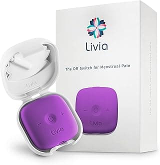 Livia Menstrual Pain Relief Device, Purple - Period Pain Off Switch - Portable and Travel-Ready with Stick-on Gel Pads for Cramps - Rechargeable, 12-Hour Battery Life - Complete Kit