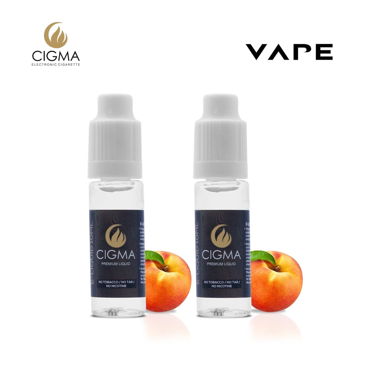 CIGMA 2 X 10ml E Liquid - Peach - 2 Pack Only High Grade Ingredients - Made for Electronic Cigarette and E Shisha - Eliquid